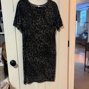 LOFT Black Leopard Print Mini Dress
